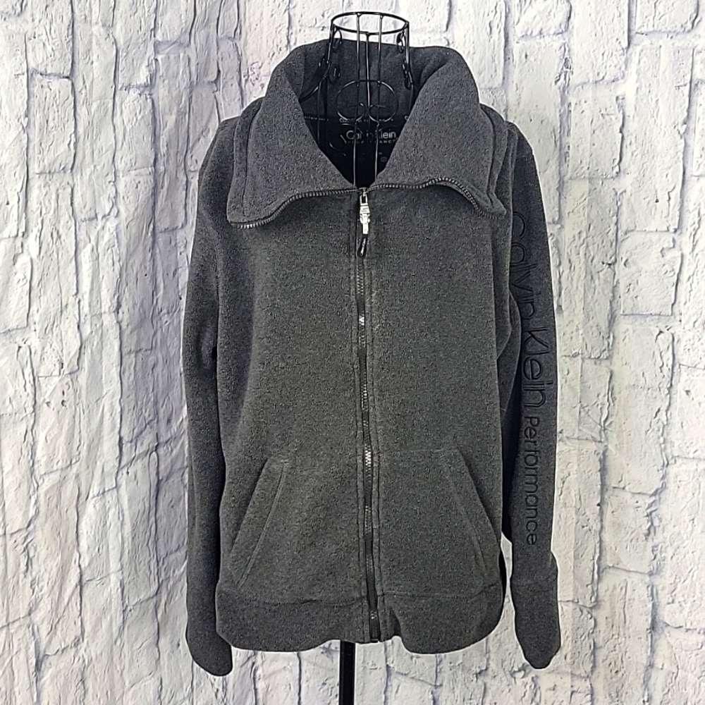 CALVIN KLEIN PERFORMANCE Gray Zip Up Fleece‎ Jacket L/G